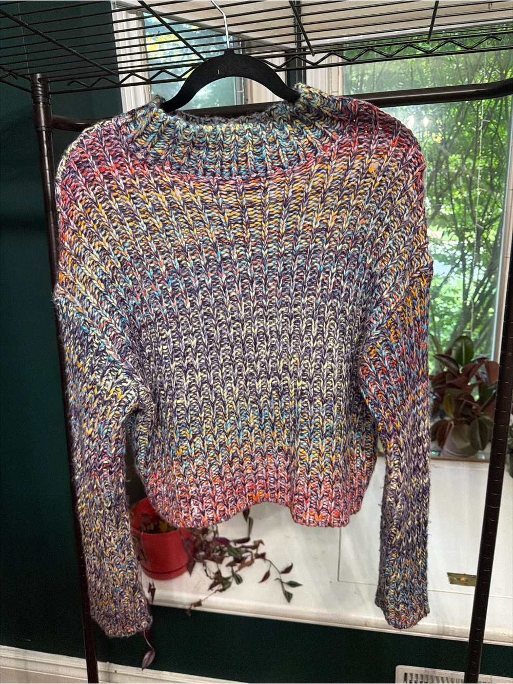 Design Lab Lord & Taylor Rainbow Marled Crewneck Sweater